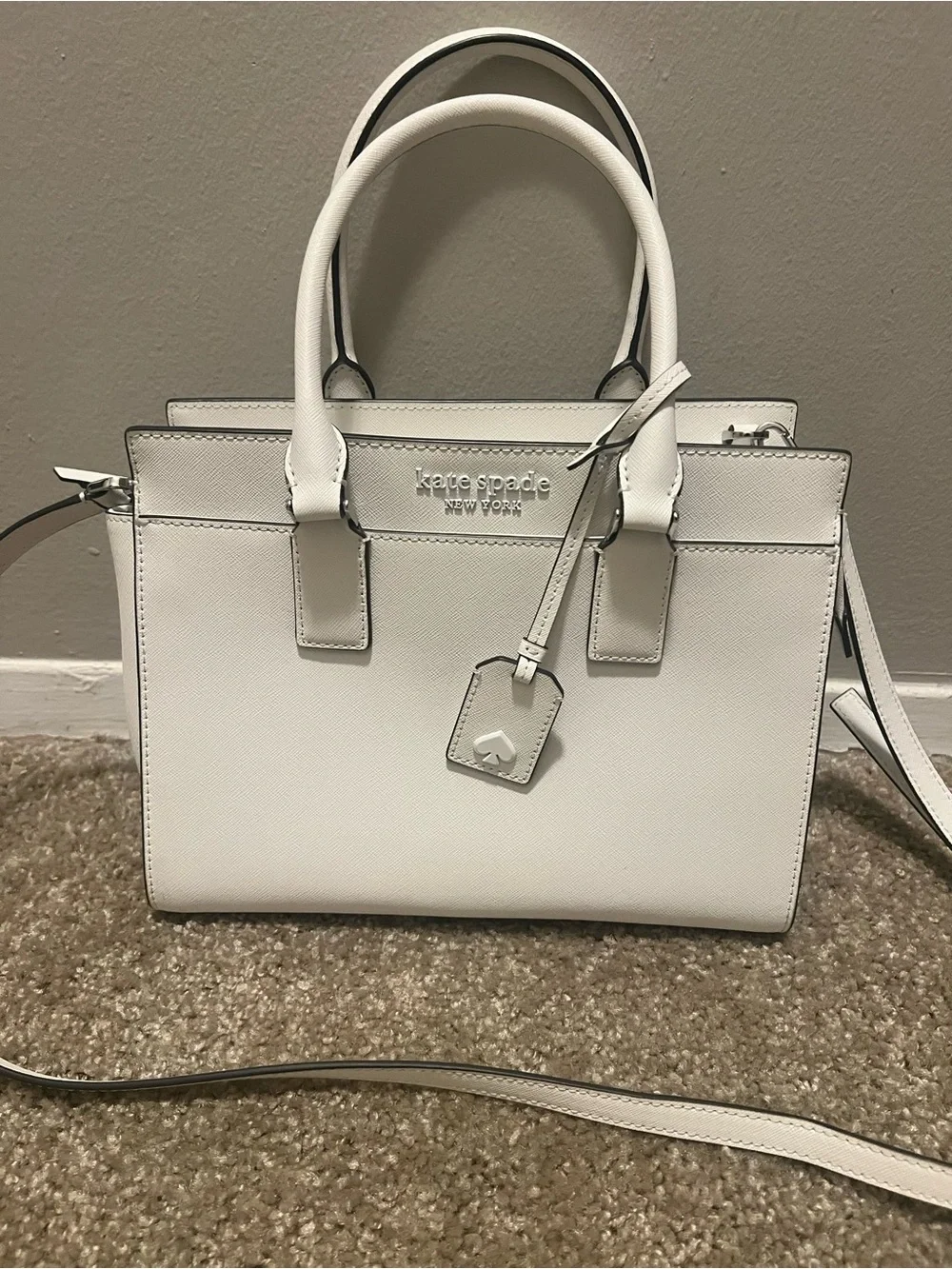 Kate Spade New York Cameron Monotone Medium Satchel optic white NWOT